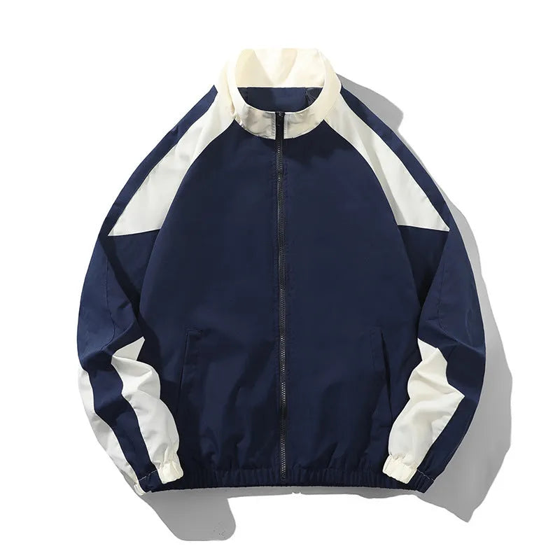 Men's black casual jacket with contrast stitching detail and side seam pockets