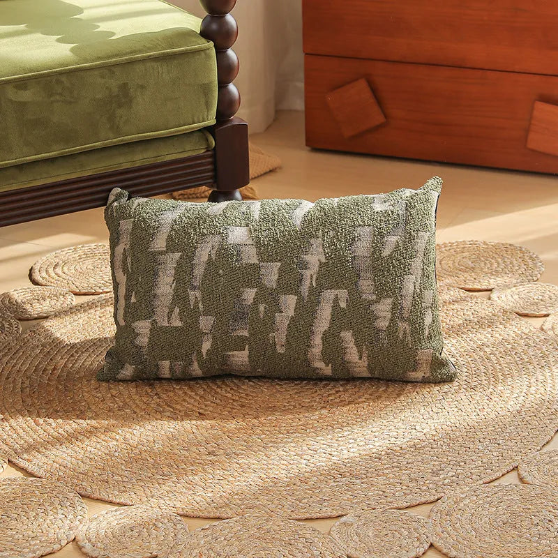 Square 45cm jacquard cushion cover with a detailed woven floral pattern in a retro Nordic style.
