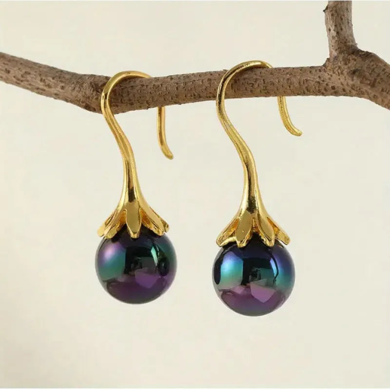 Women's retro fashion alloy electroplated earrings with imitation gold colour finish