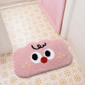 Cartoon anime print bathroom mat in green, blue, pink, black, or white colour options.