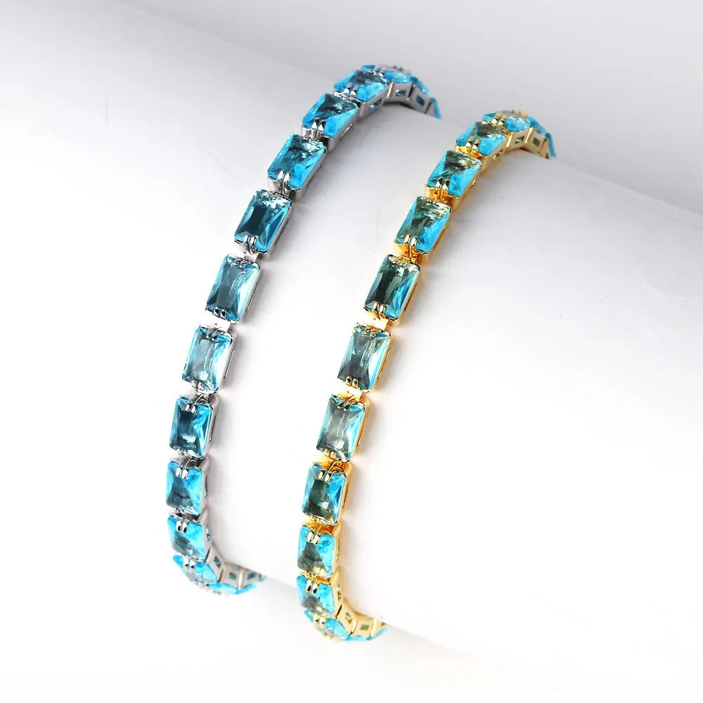 Women's fashion bracelet with electroplated golden finish and zircon decorative stones