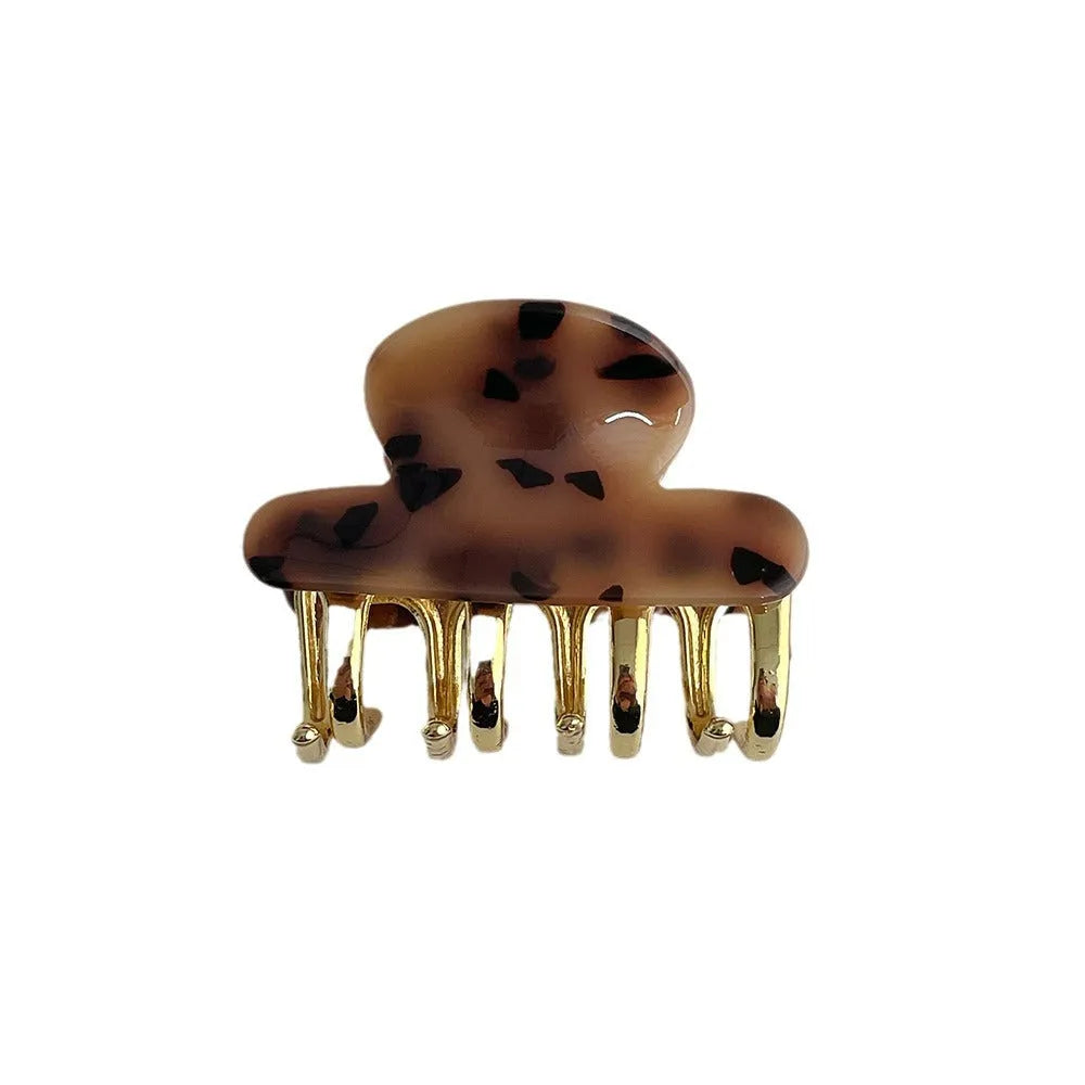 Set of four dopamine retro acetate hair barrettes in R08 colours with medium metal grip