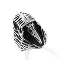 Titanium steel geometric crow ring with retro punk design in MR166 colour