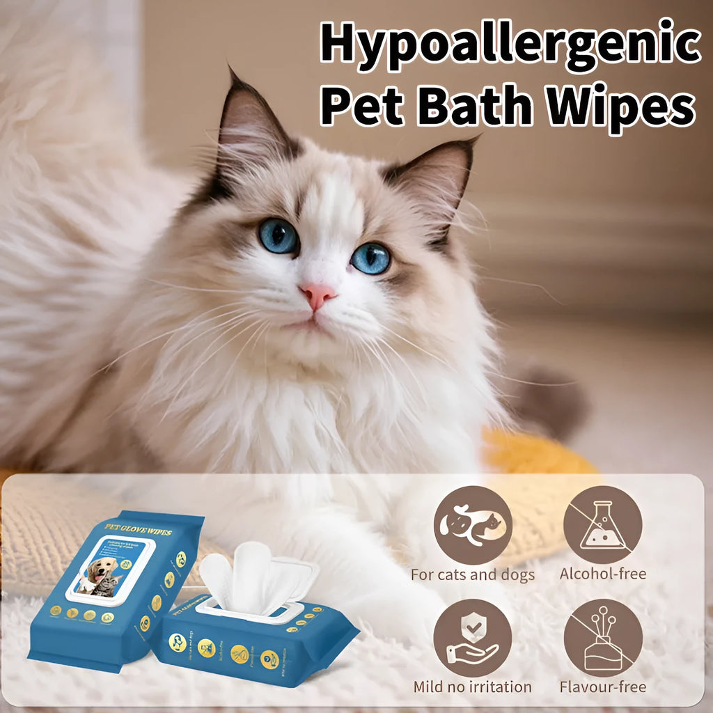 Pack of disposable wash-free gloves for pet bathing and household cleaning tasks.