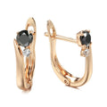 Women's black agate drop earrings with geometric gold-plated retro patterning