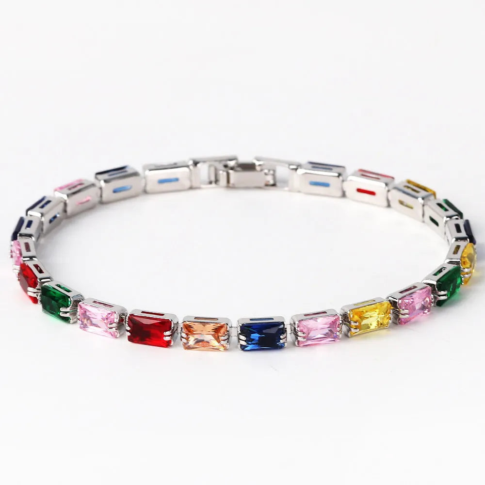 Women's fashion bracelet with electroplated golden finish and zircon decorative stones