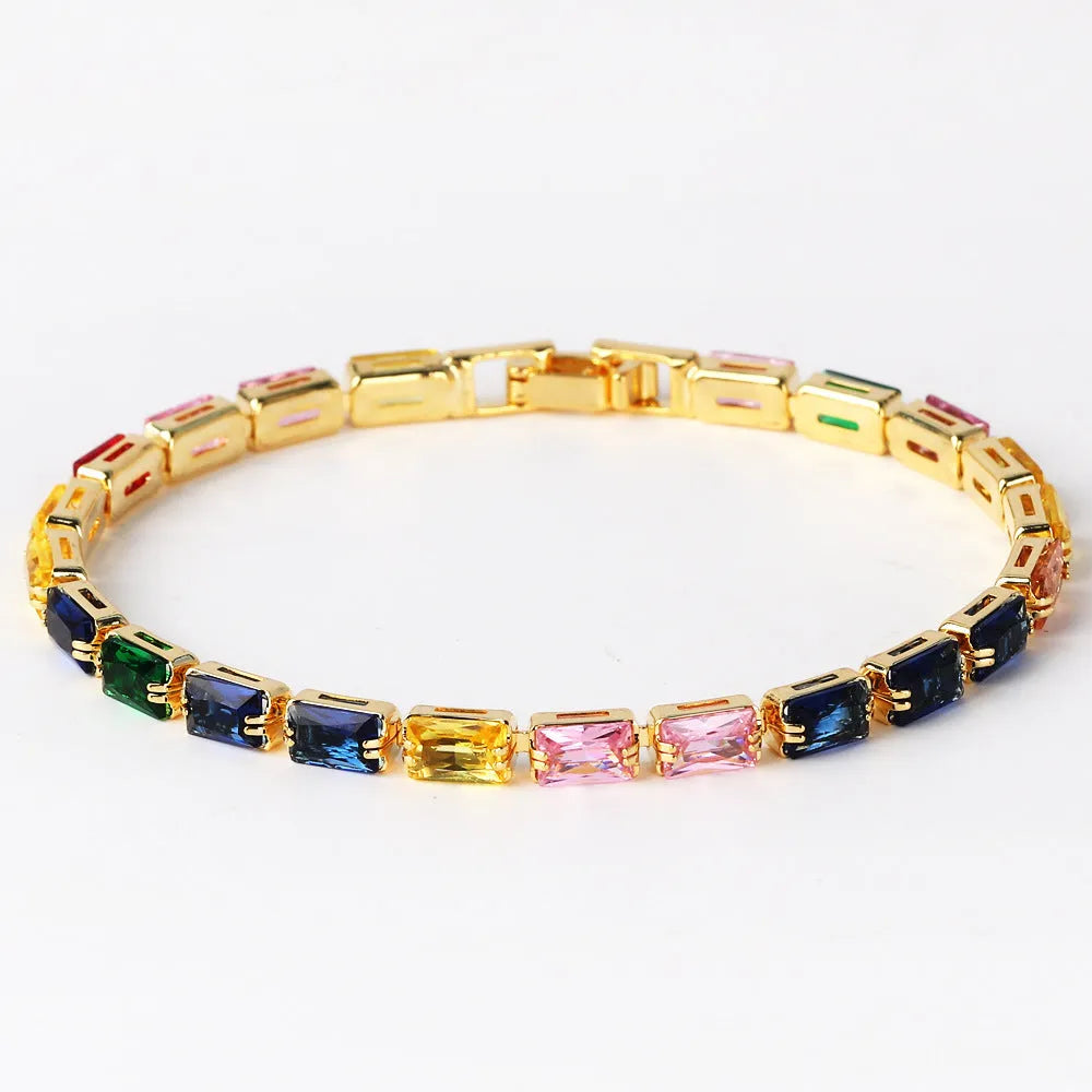 Women's fashion bracelet with electroplated golden finish and zircon decorative stones