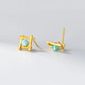 Geometric cross quadrangle stud earrings in S925 sterling silver with gold or silver plating
