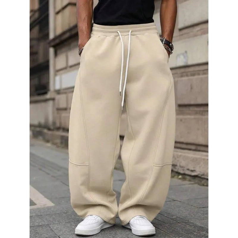 Men's straight-leg high waist casual pants in bamboo fibre fabric with cropped length