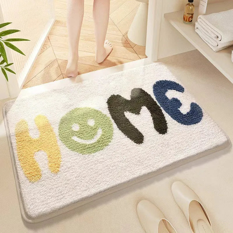 Square rainbow pattern polyester carpet with Sky Sea colours on a dirt-resistant plastic base.