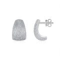 Geometric S925 sterling silver ear studs with moissanite centre on a white background.