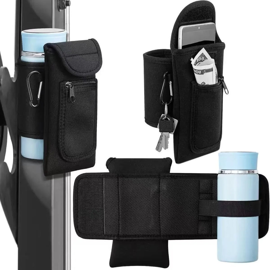 Cloth fitness bottle sleeve with magnetic closure and carabiner option in multiple colours