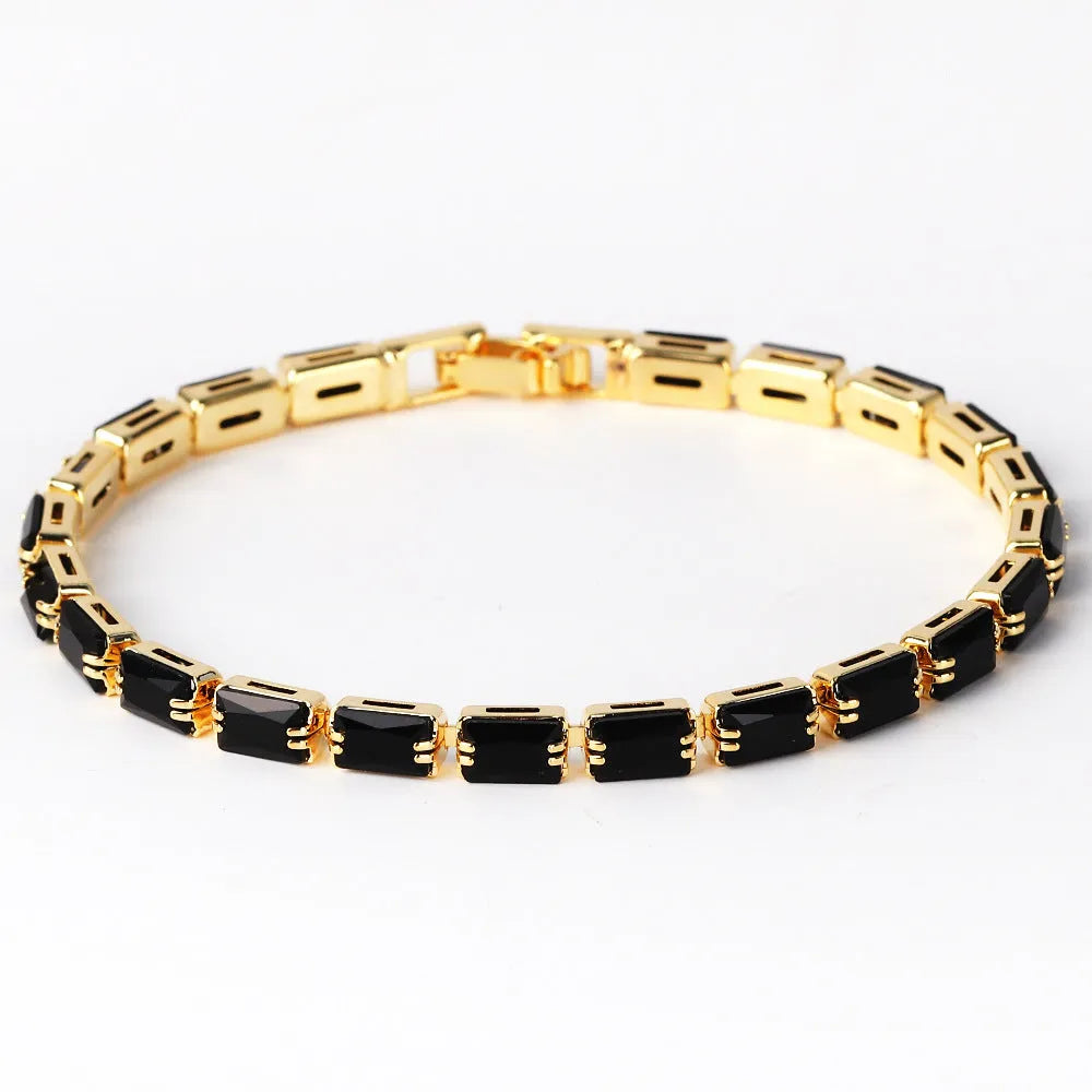 Women's fashion bracelet with electroplated golden finish and zircon decorative stones