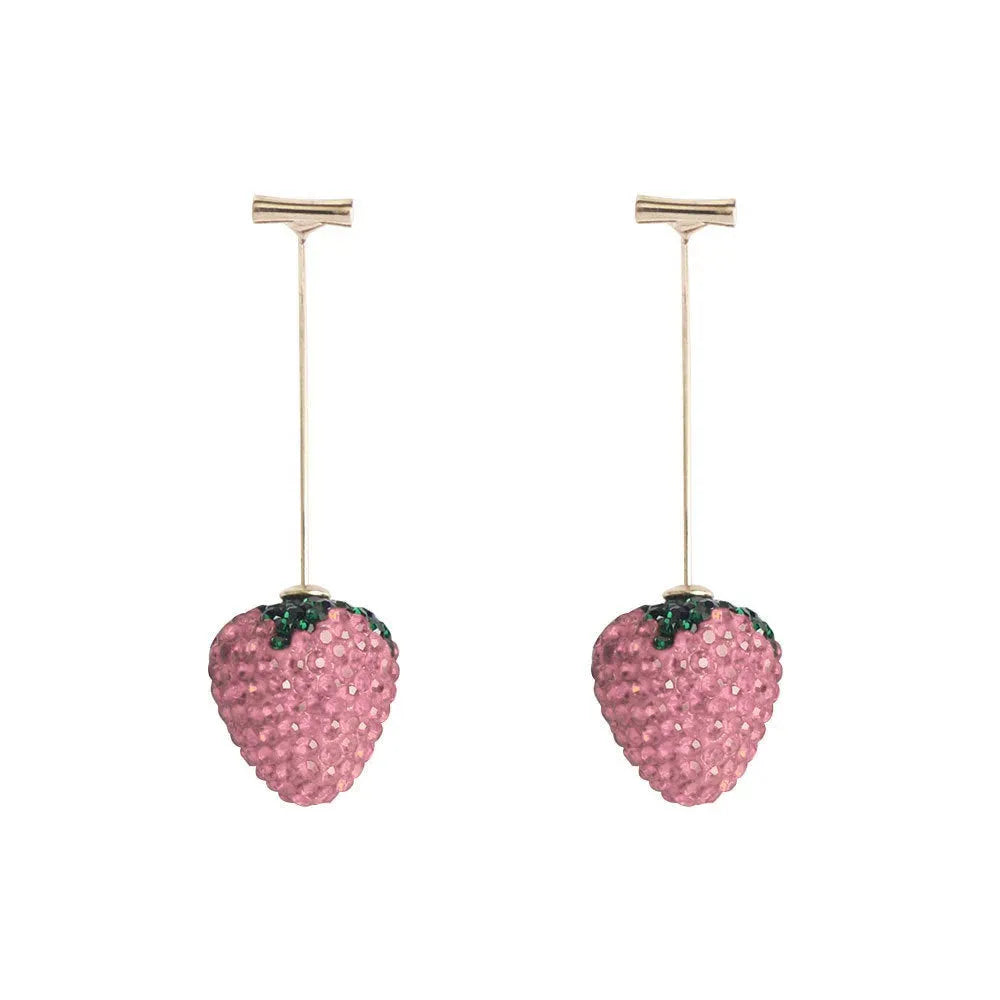 Geometric strawberry earrings with spot drill pattern in multiple colours