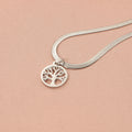 Stainless steel lucky tree pendant necklace on adjustable snake bone chain