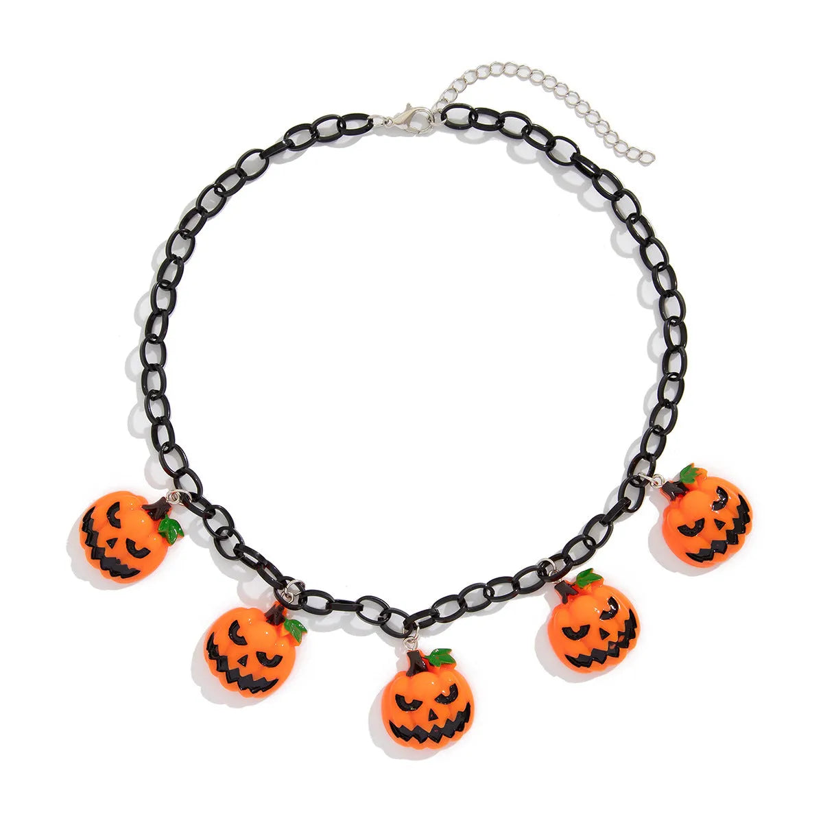Mixed colour Halloween pumpkin ghost necklace with acrylic resin cartoon pendant on regular chain