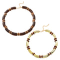 Women's multi-layer wooden necklace and bracelet set with alloy construction and European styling