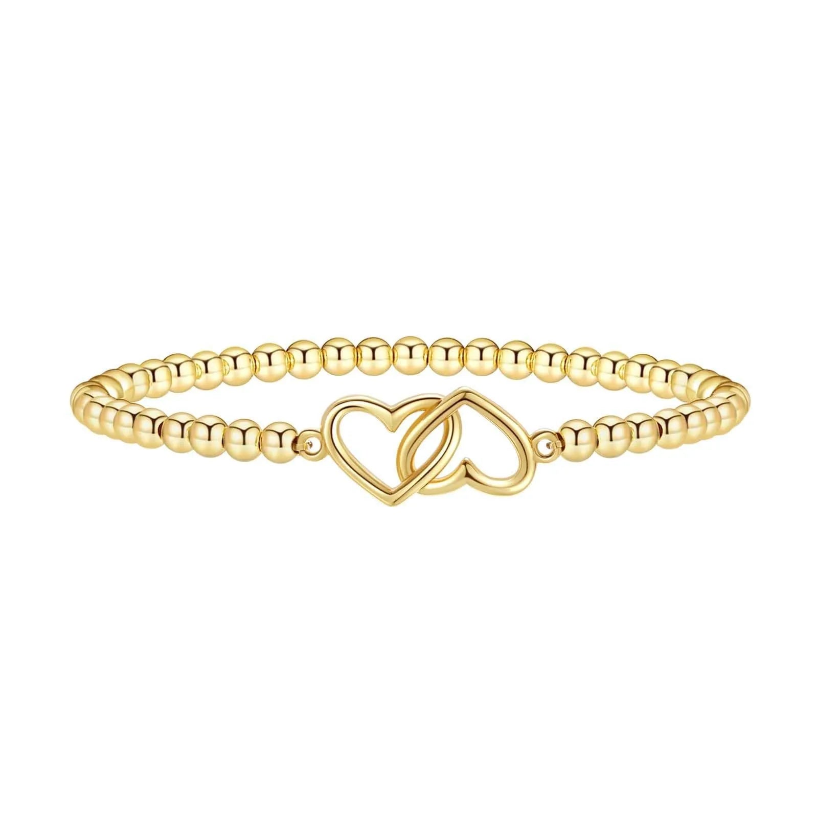 Adjustable stainless steel beaded bracelet with geometric round design in six colour style options