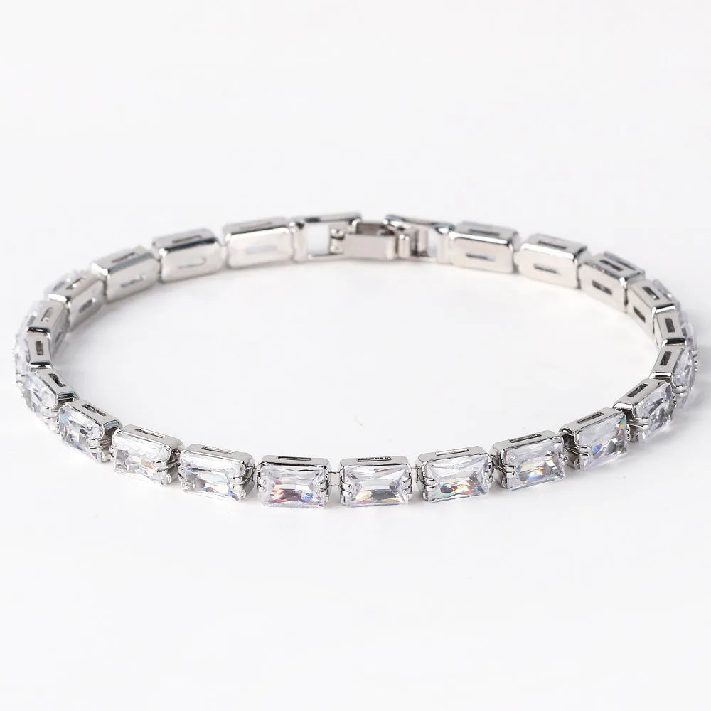 Women's fashion bracelet with electroplated golden finish and zircon decorative stones