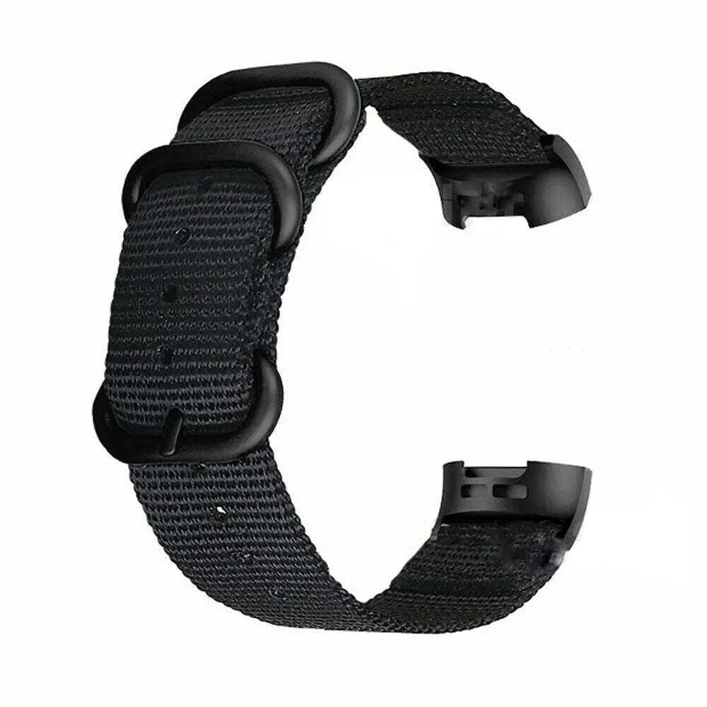 Nylon three-ring buckle replacement strap for Fitbit Charge fitness tracker in Army Green