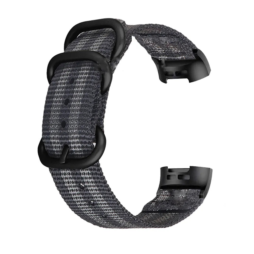 Nylon three-ring buckle replacement strap for Fitbit Charge fitness tracker in Army Green