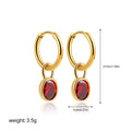 Women's copper drop earrings with oval zircon stone in six colour variations