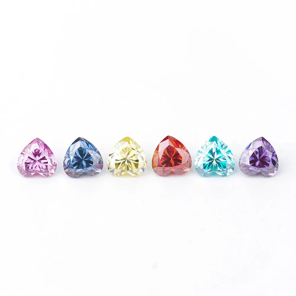 Lemon yellow moissanite heart-shaped stone in various sizes from 4mm to 11mm