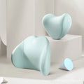 Memory foam car pillow set heart shape cotton cover black colour headrest and lumbar support pillow