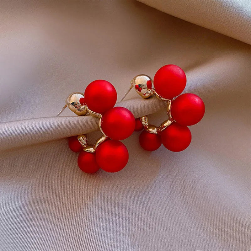 Red bell-shaped alloy drop earrings for women also available in white