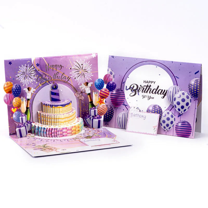 3D musical greeting card with Chinese ink style cake design and dimensional folding