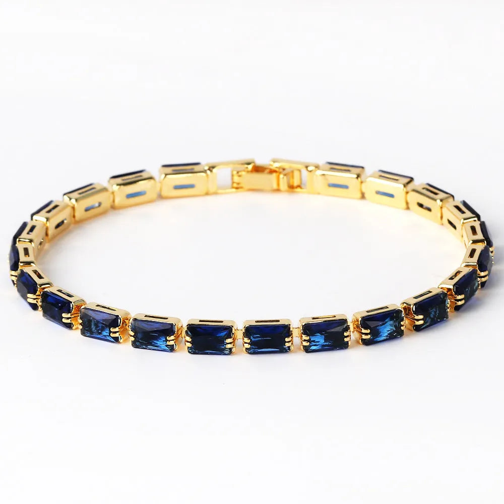 Women's fashion bracelet with electroplated golden finish and zircon decorative stones
