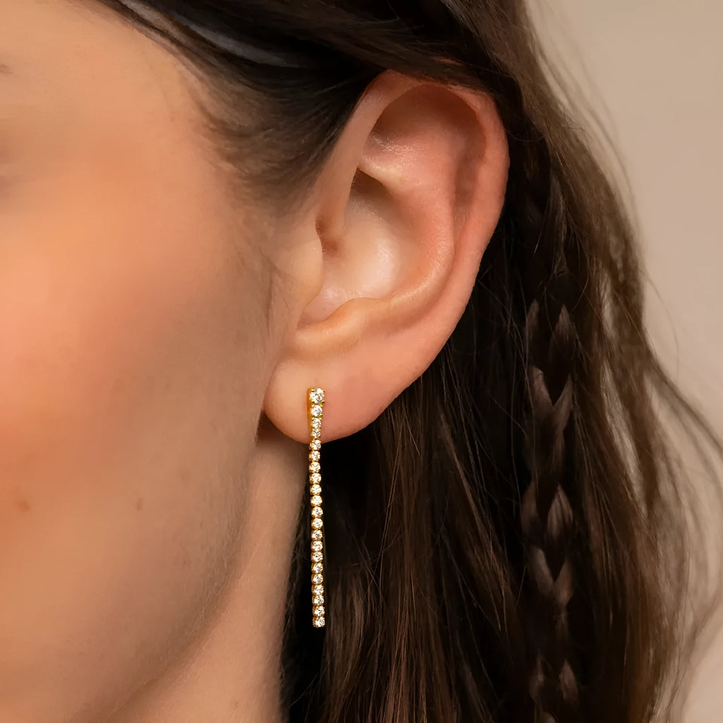 Geometric zircon earrings with Chinese style design in stainless steel