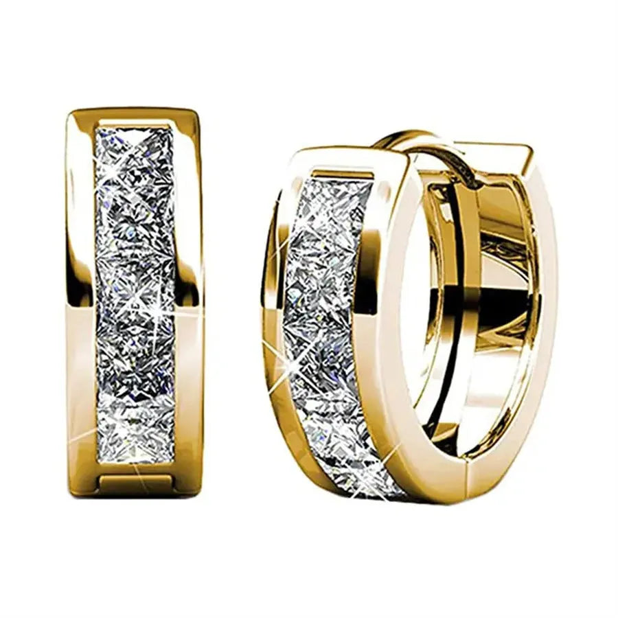 Geometric quadrilateral copper earrings with gold plating for women