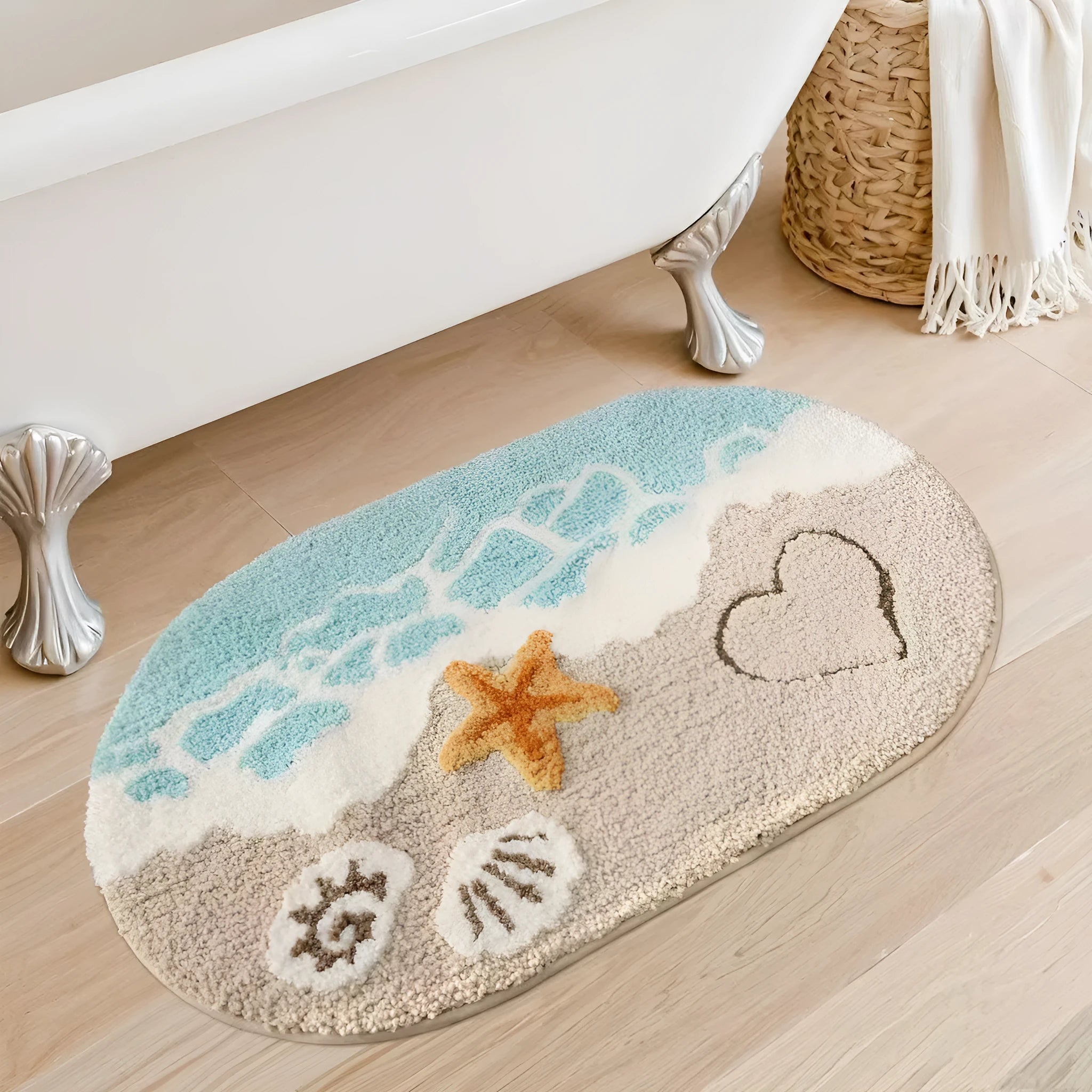 Square rainbow pattern polyester carpet with Sky Sea colours on a dirt-resistant plastic base.