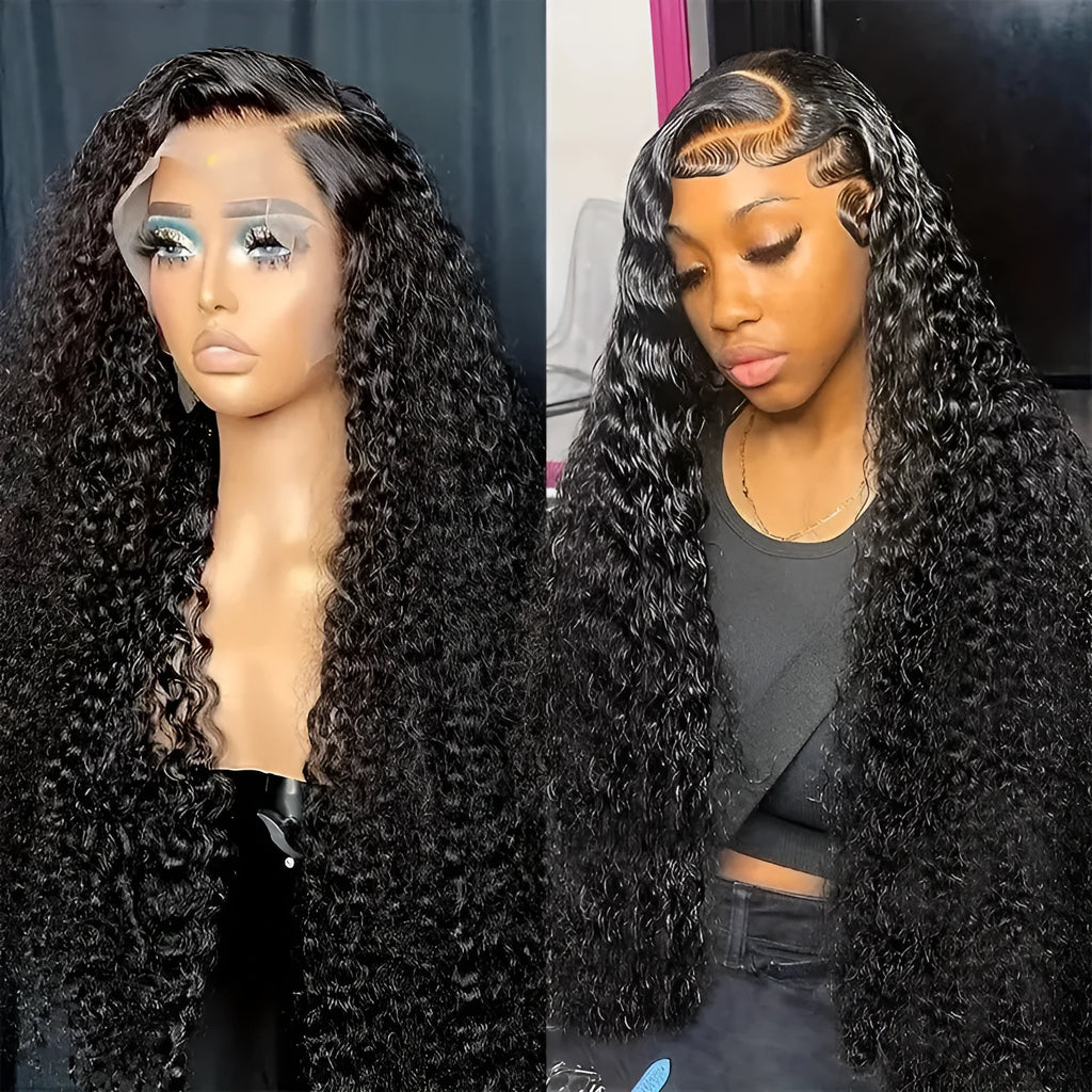 Black high-temperature fibre afro wig with curly hair and side bangs, 26-42 inch length options