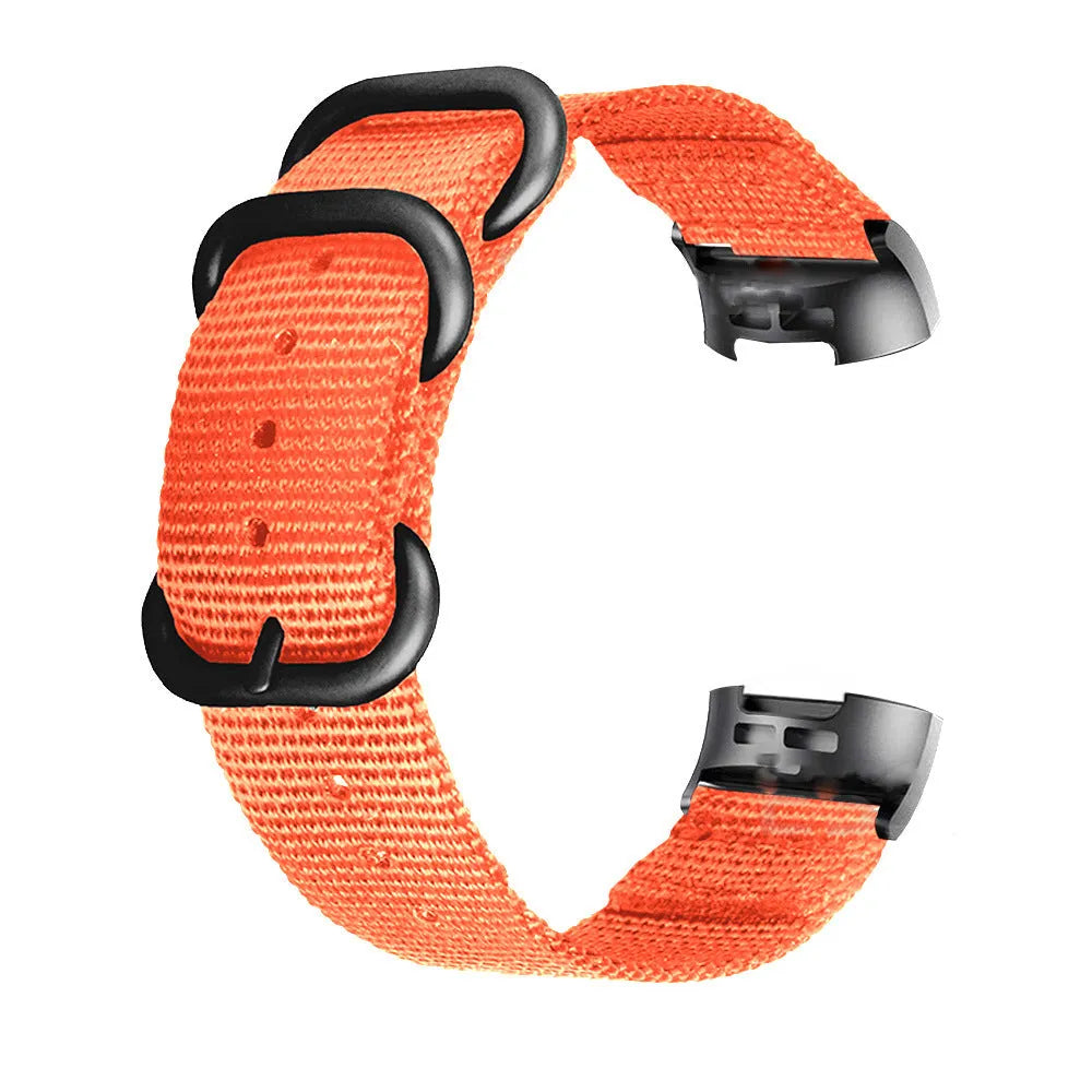 Nylon three-ring buckle replacement strap for Fitbit Charge fitness tracker in Army Green