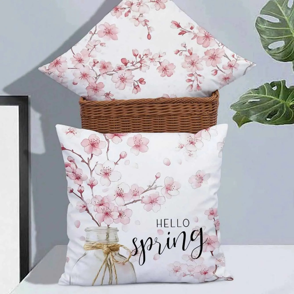 45x45cm short velvet cushion cover with cherry blossom letter design in four colour options