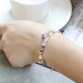 Women's handmade glass beaded bracelet with imitation pearls in pearl lifting colours