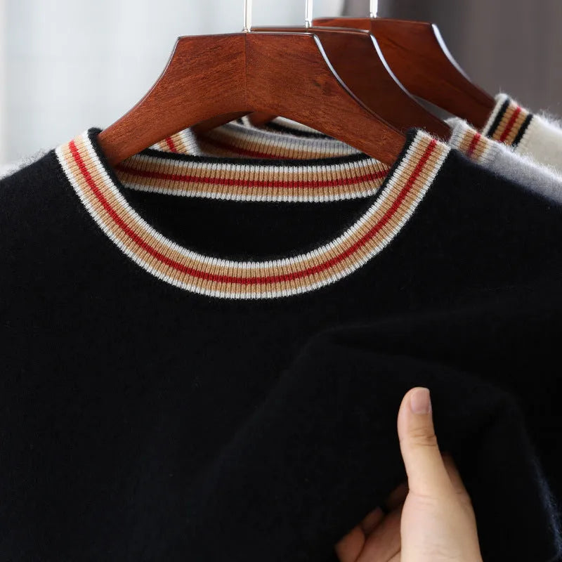 Men's short sleeve pure wool sweater in grey with round neck pullover design