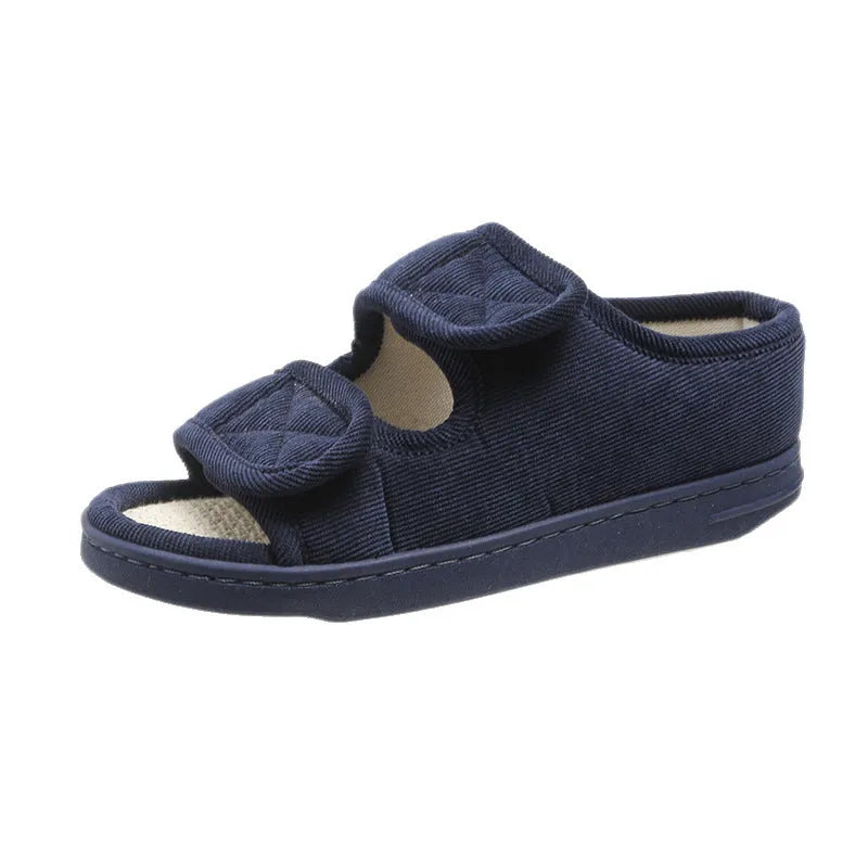 Breathable cloth sandals for elderly, open toe, rubber sole, solid colour, large size 48-49 yards