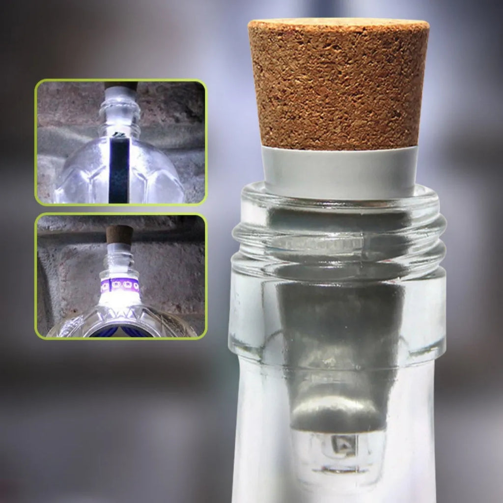 LED rechargeable bottle cap light with 15 white LED beads on plastic cork