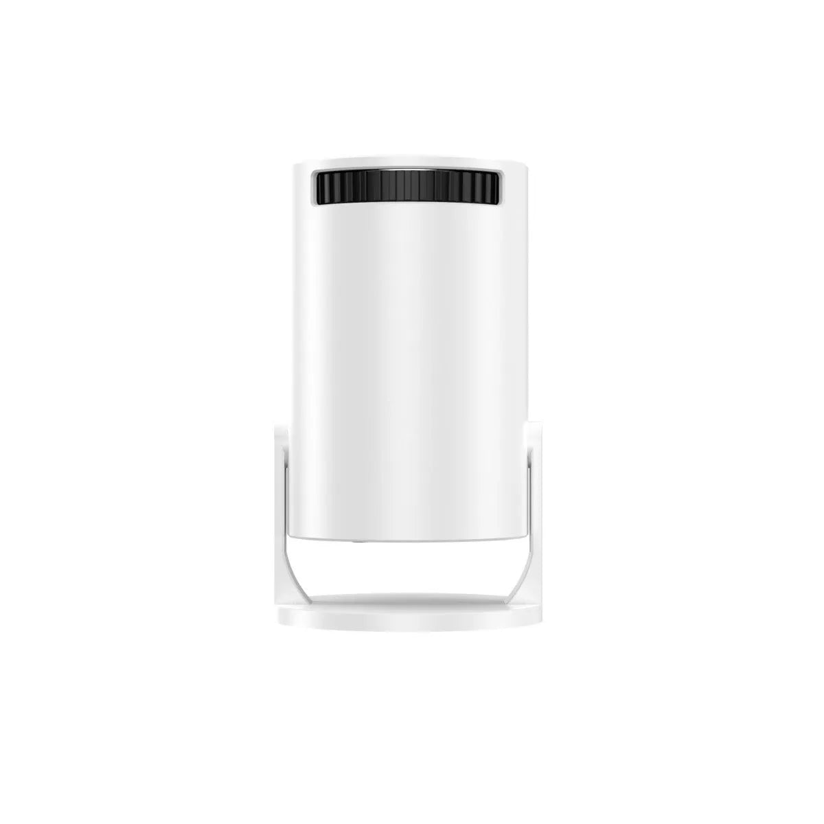 White mini wireless portable HD projector for home cinema use on a wooden table