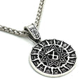 Lunavin ODing logo pendant necklace in antique silver with adjustable chain on grey background