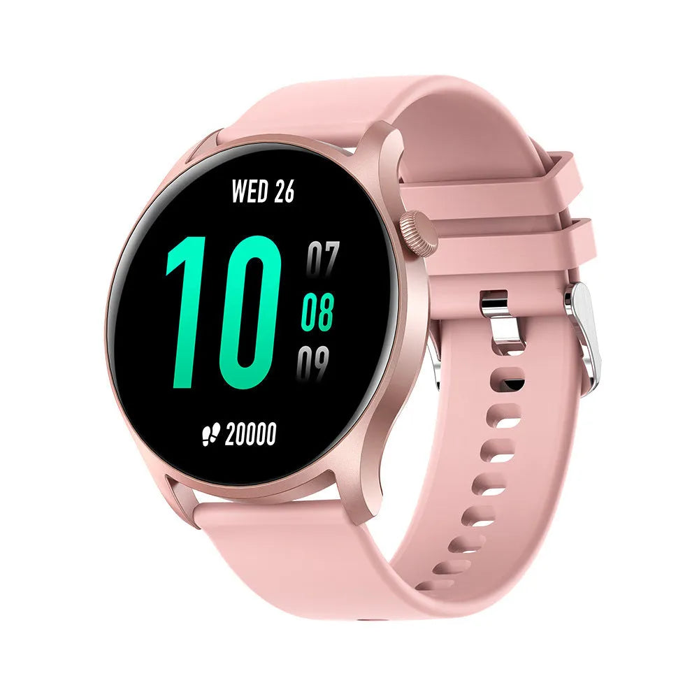 Smart watch with heart rate and blood pressure monitoring on silicone wristband