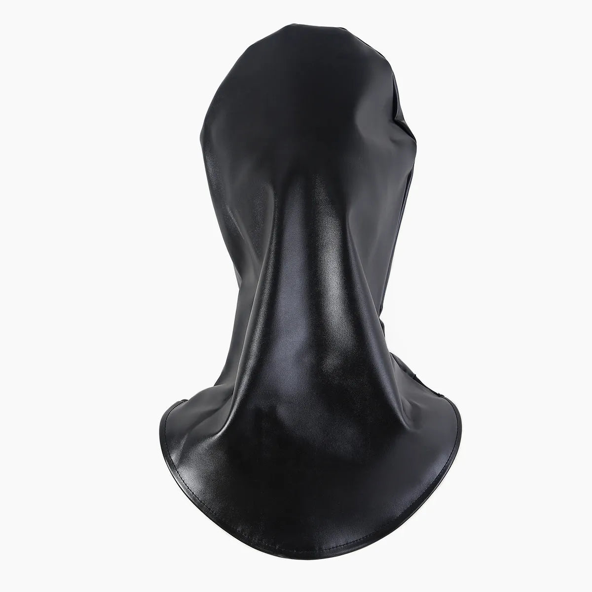 Black PU leather fetish mask with adjustable strap and nose openings