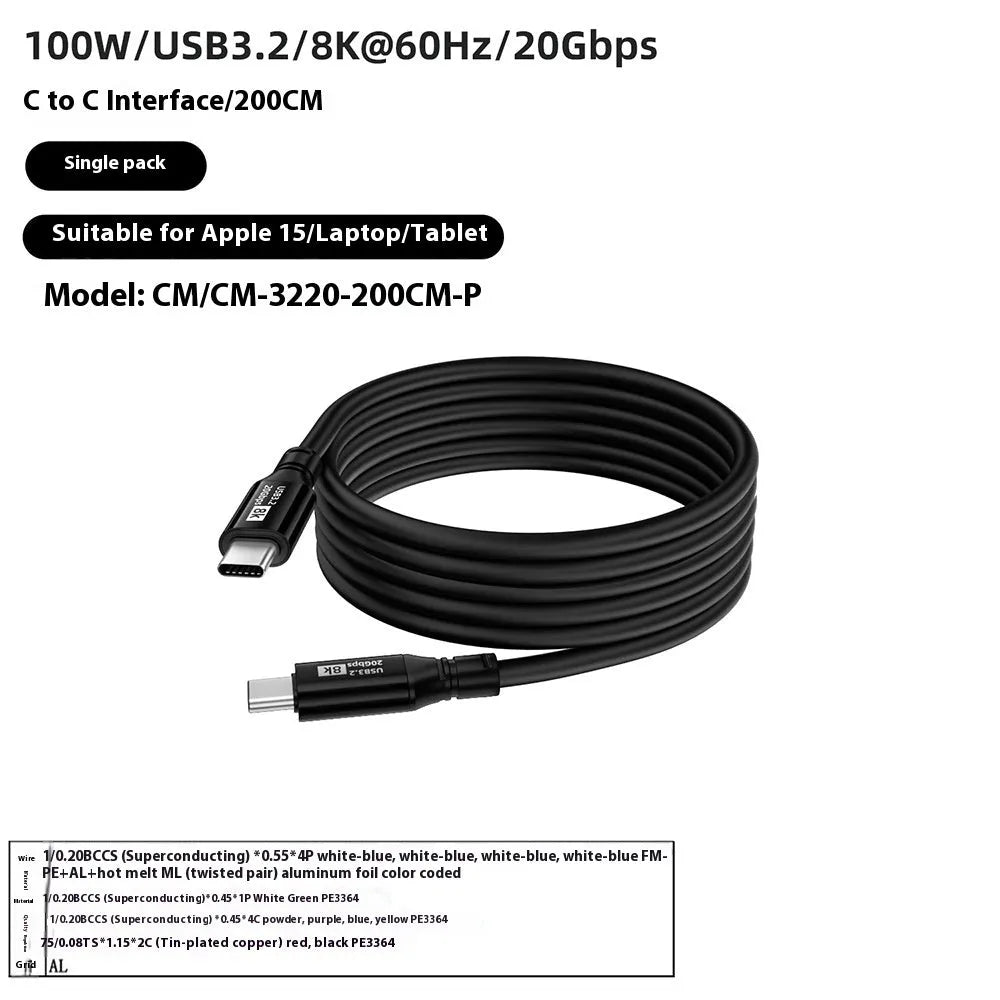 Black 15 series C to C HDMI cable with Type-C connectors, 8K support