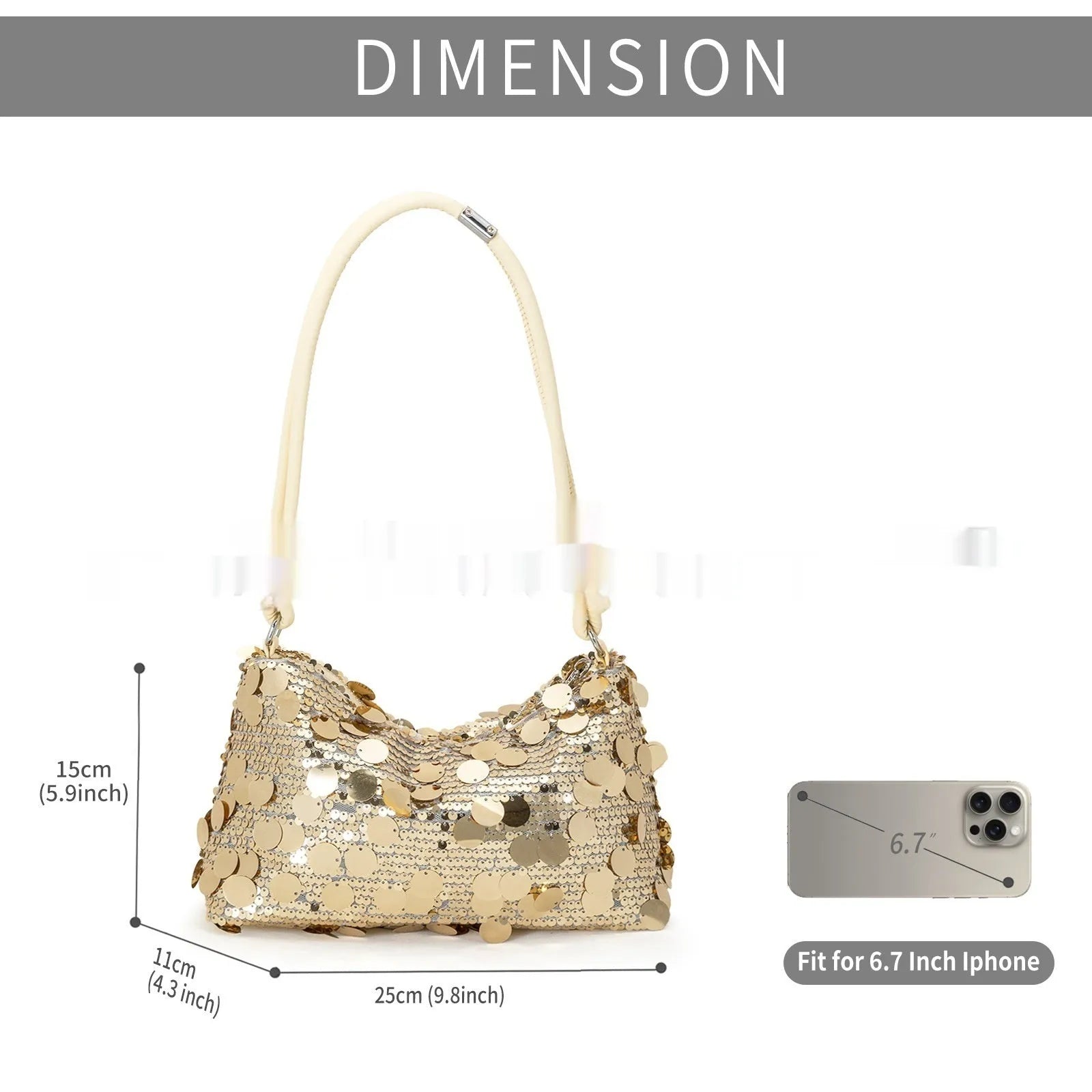 Women's soft polyester crossbody bag in urban simplicity style measuring 25x11x15 cm