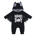 Baby Halloween batwing sleeve cotton jumpsuit with fixed hood, long sleeves, neutral colour, suitable height 60-100cm