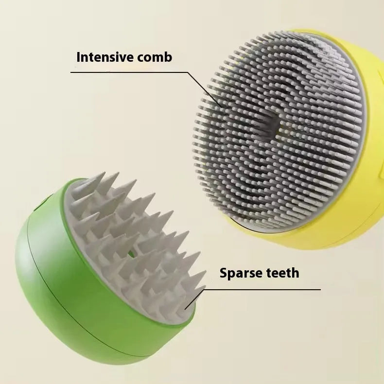 Cat Spray Comb electric massage pet spray comb in green colour with 30ml water tank and silicone bristles