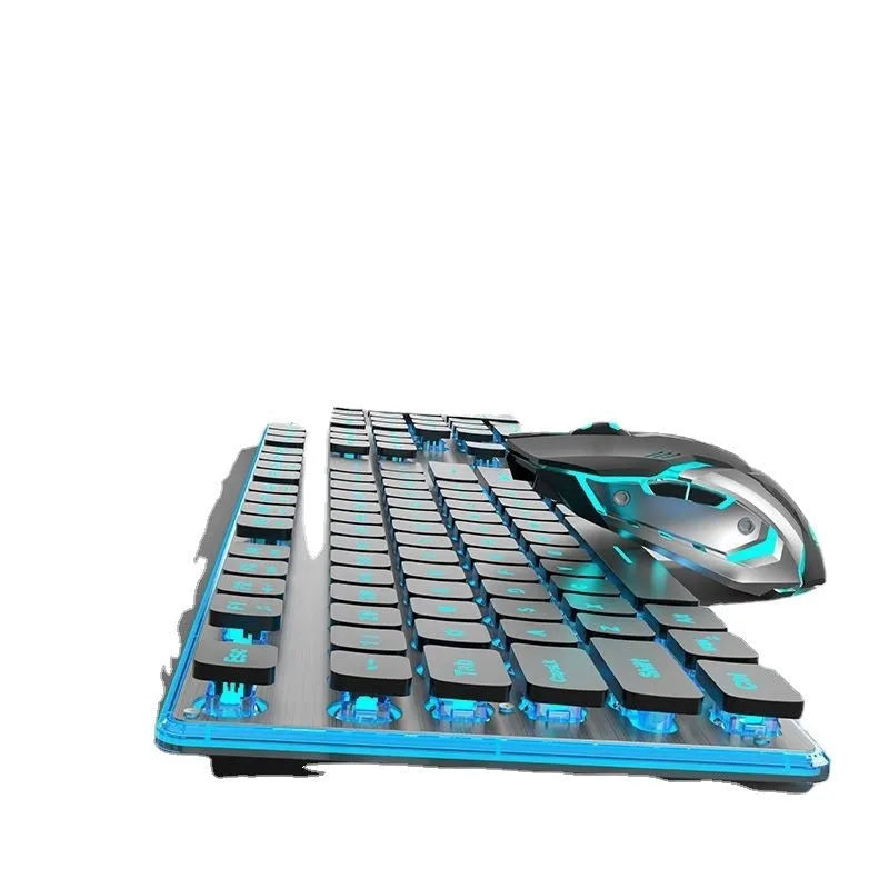 Wireless Bluetooth keyboard with ice blue backlight and mute button, shown in cherry blossom pink colour.